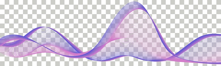 Undulate wave swirl swoosh. Dynamic soundwave; moving twisted line. Purple and blue synthwave color flow flying air wind veil.  Transparent isolated abstract twirl border curve. Vector illustration