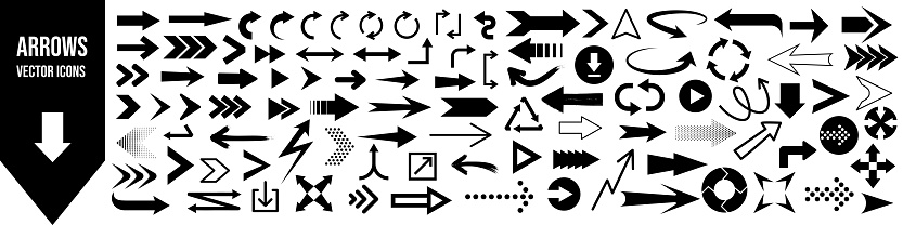 Arrow icon. Arrow icon set. Vector pointer.