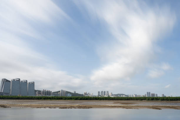 Modern urban skyline by the seaside