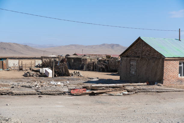 istock Small town on the highway road in Central Mongolia 1501150364