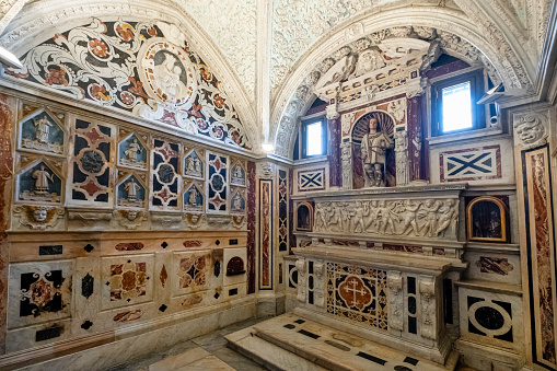 Shrine of the Marthyrs, the most important part of the crypt of the cathedral of Cagliari, with architectural evidences of the Renaissance, Baroque and neoclassicism; here are kept the relics of innumerable martyrs and the sepulchres of personalities of the House of Savoy