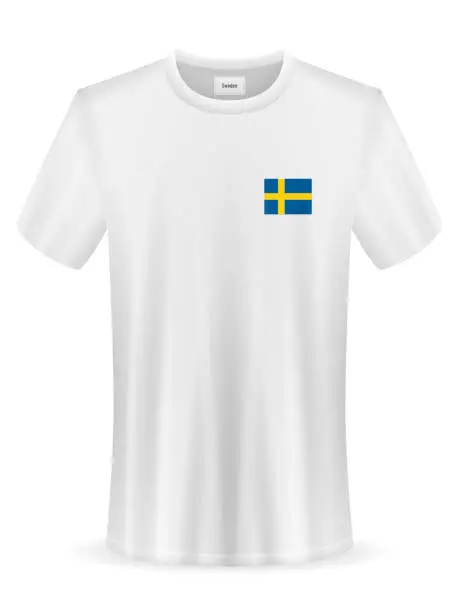 Vector illustration of T-shirt with Sweden flag