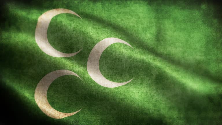 Closeup of grunge Ottoman Empire waving flag loopable stock video