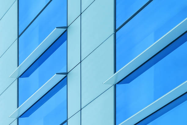 istock Blue Grid Lines Detail on Modern Building 1501161230