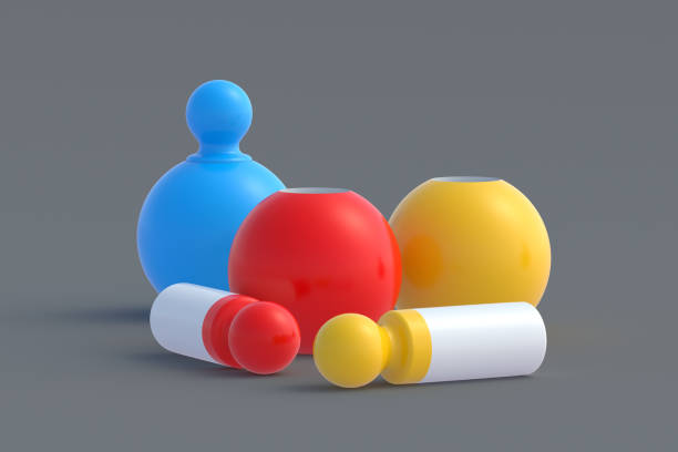 istock Group of logic toys dolls. Educational games. Child development. Geometrical figure. 3d render 1501167020