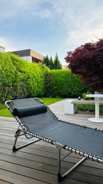 istock Deckchair on patio planks 1501173202