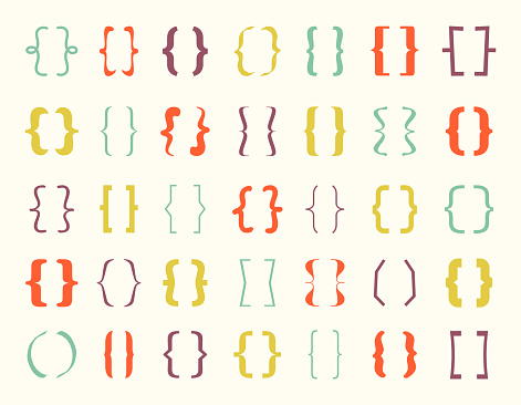 Text Brackets Abstract Vector Icon Set