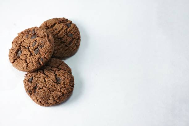 chocolate cookies on white background
