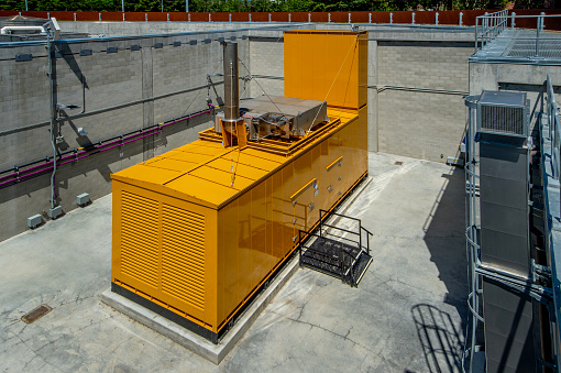 Large backup generator for data center.