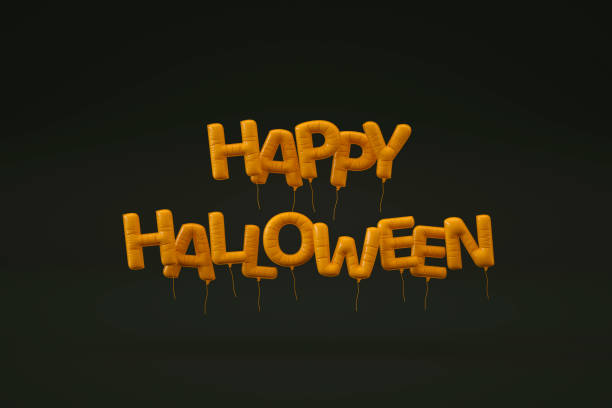 istock Happy Halloween balloons on black background 1501182862