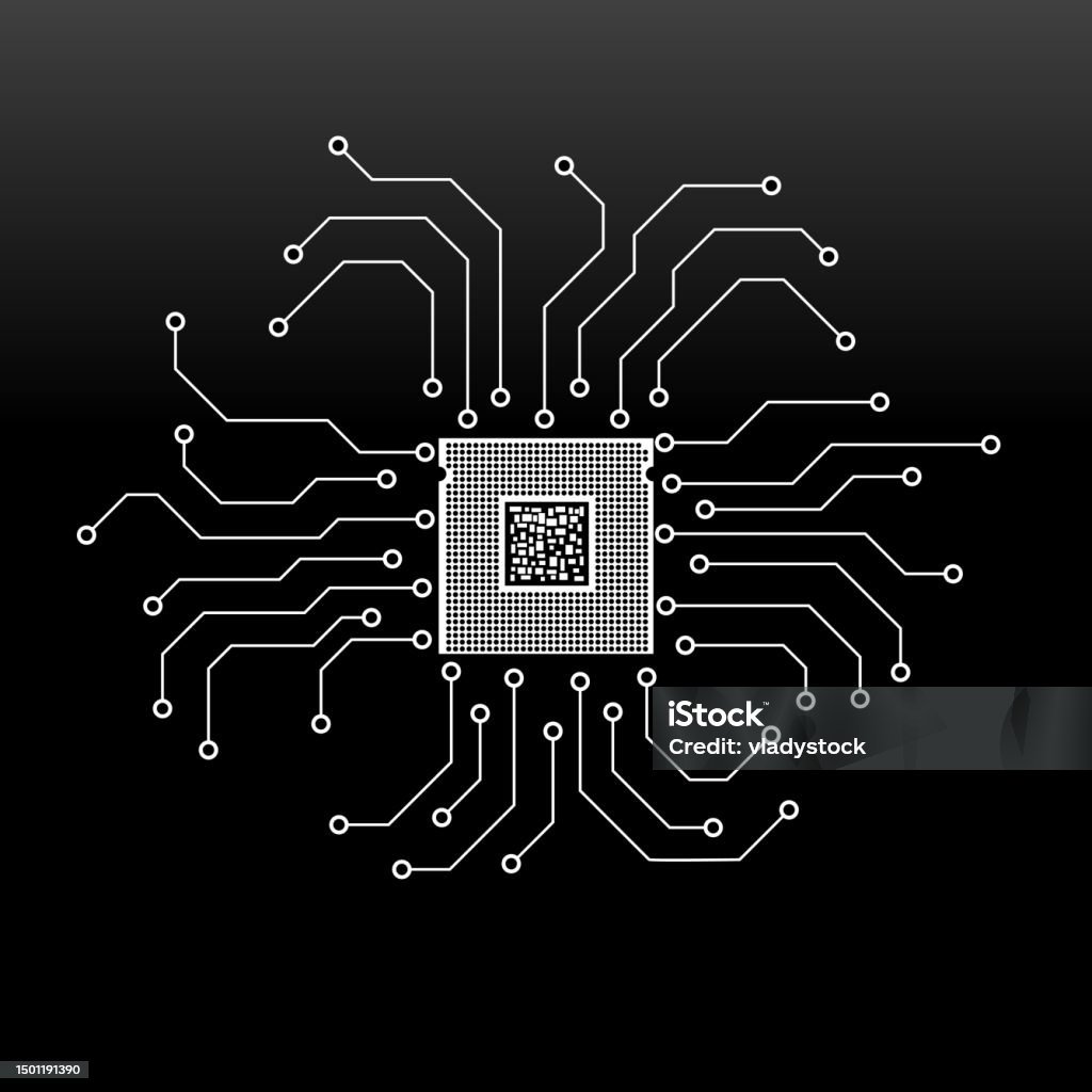 Cpu Microprocessor Microchip Circuit Board Technology Symbol Stock ...