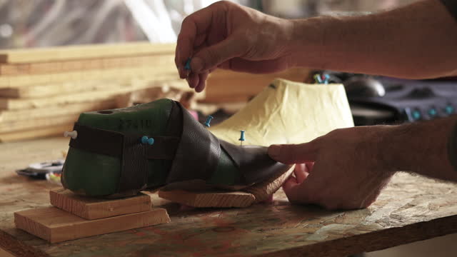 Handmade leather production.