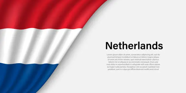 Vector illustration of Wave flag of Netherlands on white background.