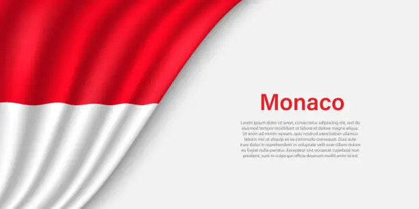 Vector illustration of Wave flag of Monaco on white background.