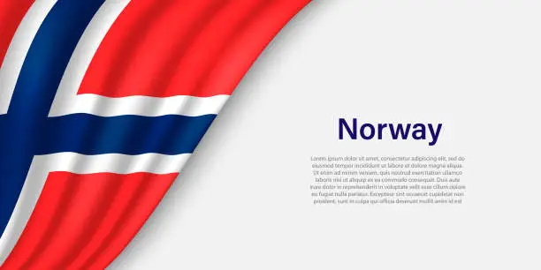 Vector illustration of Wave flag of Norway on white background.