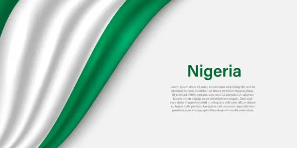 Vector illustration of Wave flag of Nigeria on white background.