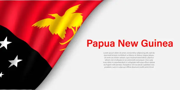 Vector illustration of Wave flag of Papua New Guinea on white background.