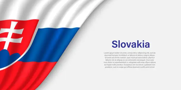 Vector illustration of Wave flag of Slovakia on white background.