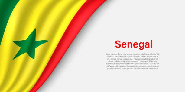 Vector illustration of Wave flag of Senegal on white background.