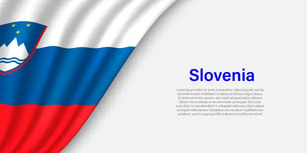 Vector illustration of Wave flag of Slovenia on white background.