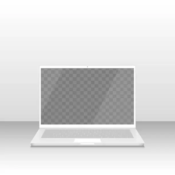 Vector illustration of 3D mockup laptop isolated on gradient background