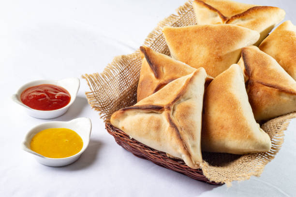 istock Delicious meat and cheese sfihas, typical middle eastern food, typical turkish 