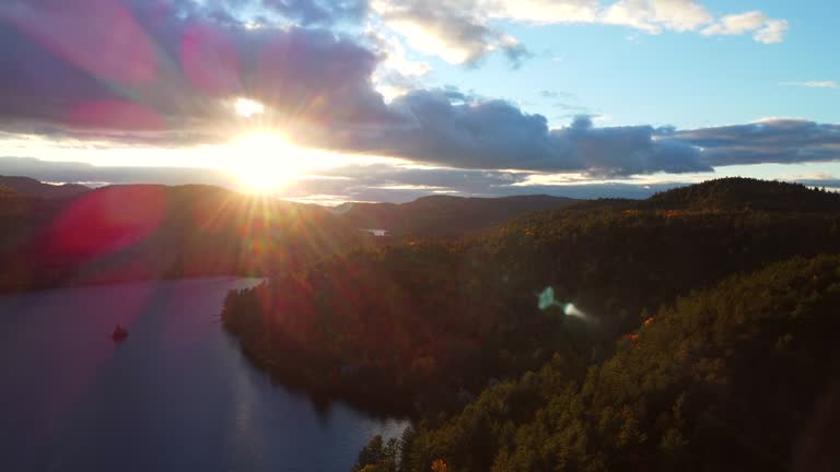 Video of lake and mountains during autumn.