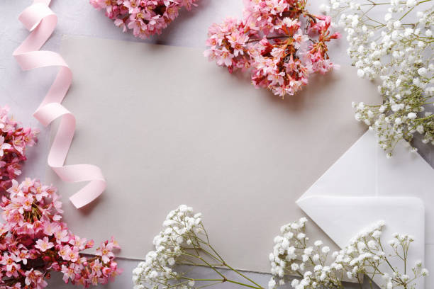 istock Letter paper with flowers and envelope 1501237374