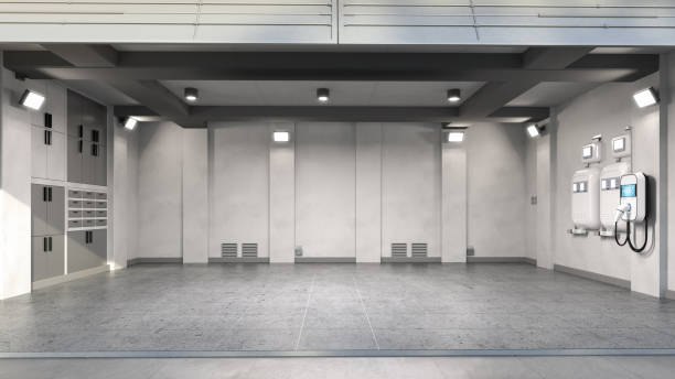 istock Interior home garage with ev charger 1501242186