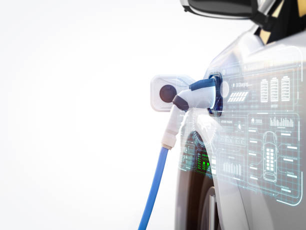 istock Ev car or electric vehicle plug in with recharging station display graphic interface 1501242262