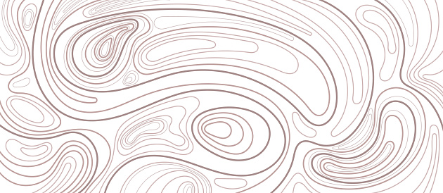 Topographic contour lines. Vector abstract map, graphic background. Top view. Conditional geography scheme and terrain path