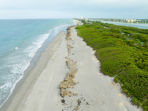 Aerial photo Blowing rocks in Hobe Sound Florida USA
