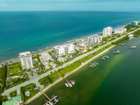 Oceanfront condominiums on Jupiter Island Florida circa 2023