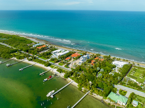 Aerial photo mega mansions on Jupiter Island FL USA