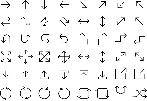 Variation Set of Simple Vector Line Arrow Icons