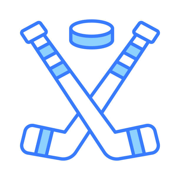 ilustraciones, imágenes clip art, dibujos animados e iconos de stock de icono de moda de hockey sobre hielo en estilo editable, fácil de usar y descargar - slap shot