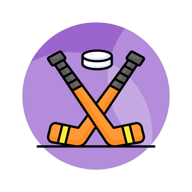 модная иконка хоккея с шайбой в редактируемом стиле, простая в использовании и загрузке - slap shot stock illustrations