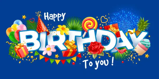 Vector illustration of Happy Birthday Greeting Card Template