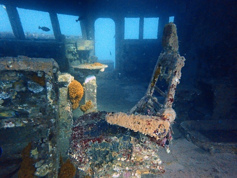 Bridge on sunken naval ship