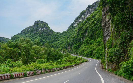 Mountain road on Cat Ba Island, Northern Vietnam.