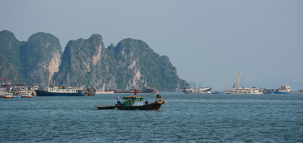 Ha Long Bay in sunny day. Ha Long Bay is a UNESCO Site and popular travel destination in Vietnam.