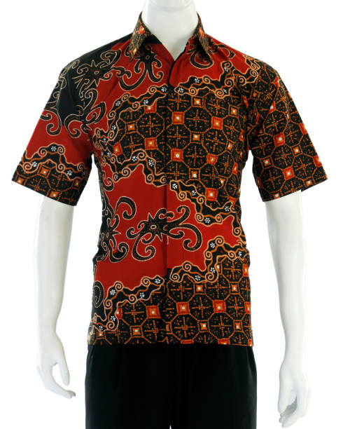 istock Short sleeve shirt for men, accented with batik motifs 1501389904