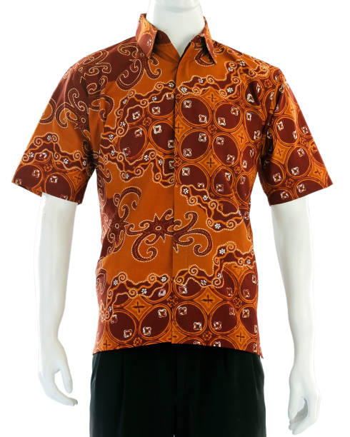 istock Short sleeve shirt for men, accented with batik motifs 1501389974