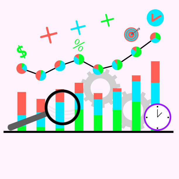 Analysis of chart for busines, regression and extrapolation conversion Analysis of chart for busines, regression and extrapolation conversion. Vector of extrapolation analysis, chart analysis and market trends, business strategy and data interpretation illustration how to do predictive analytics in marketing stock illustrations