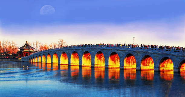 istock The golden light at sunset shines on the 17-hole bridge 1501419008