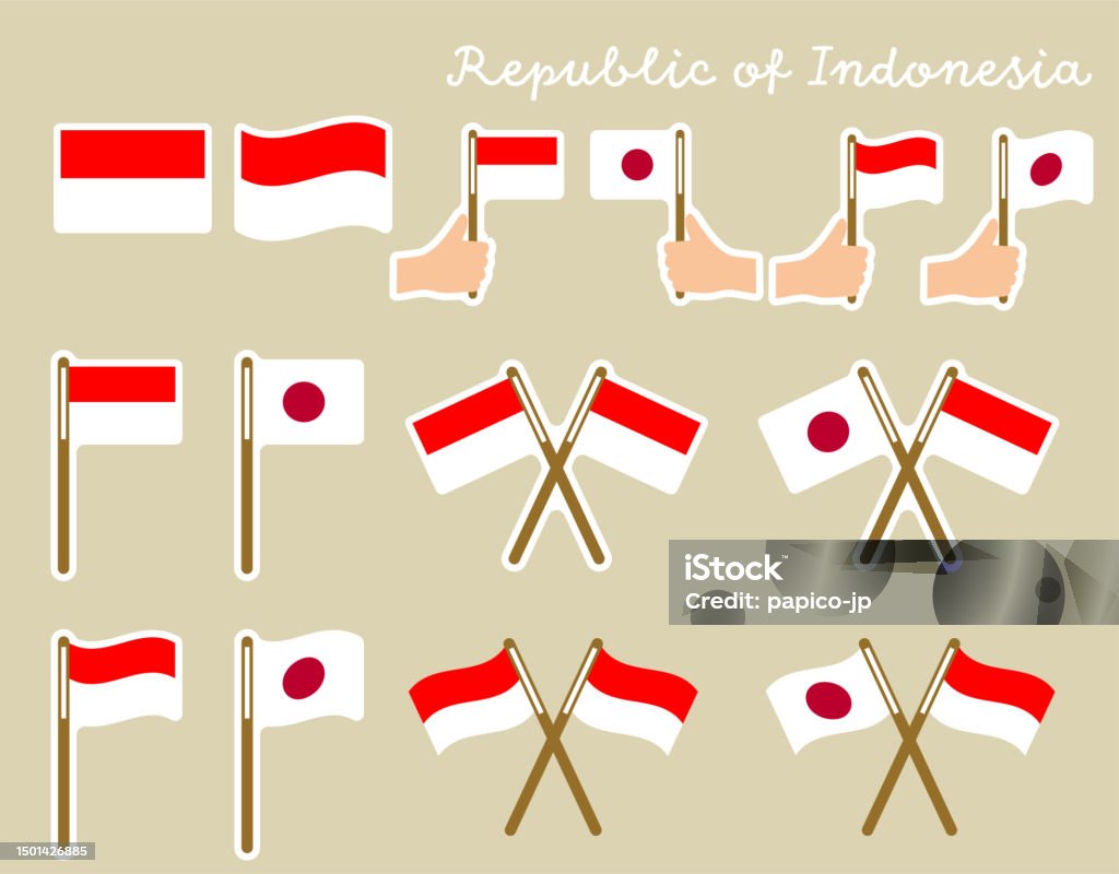 Set Ilustrasi Bendera Indonesia Satu Set Ilustrasi Bendera Nasional