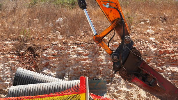 istock Excavator Pipes in hot summer day. Building conception 1501443532