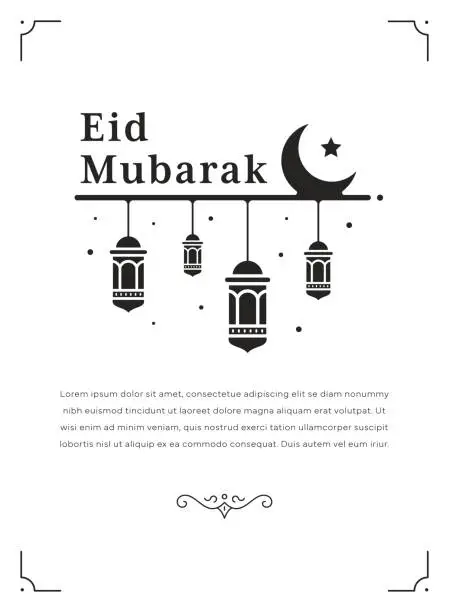 Vector illustration of Eid Mubarak Greeting Card Template