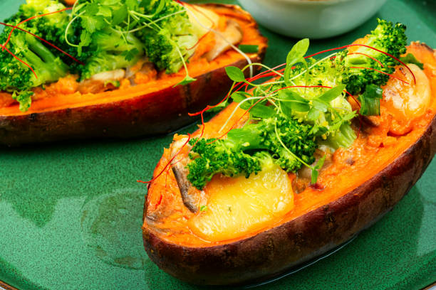 istock Sweet potato stuffed with vegetables. 1501463142