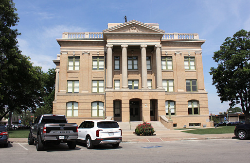 Georgetown, TX - June 7, 2023: Historic Williamson County Courthouse Located in Downtown Georgetown Texas